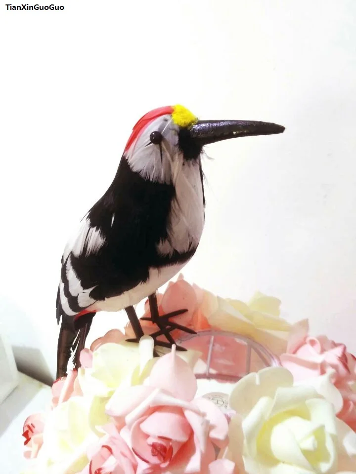 simulation woodpecker feathers bird hard model about 30cm home garden decoration ornaments toy s1481