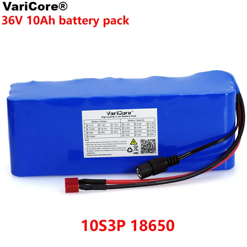 

VariCore 36V 10000mAh 500W High Power and Capacity 42V 18650 Lithium Battery Motorcycle Electric Car Bicycle Scooter with BMS