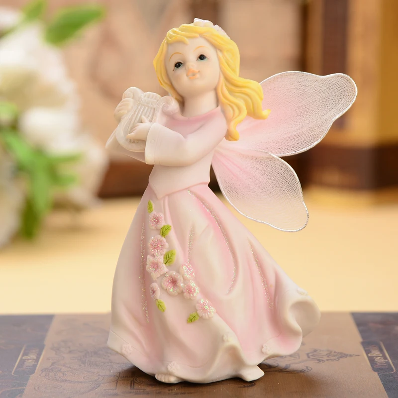 1pcs Europe Resin Lovely angel doll miniature figurines tabletop arts and crafts Living room children's room home decoration