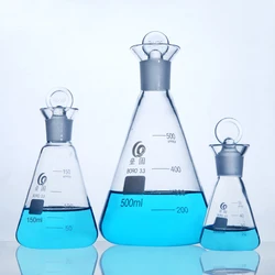 Iodine flask with Cap High Borosilicate glass Triangle flask with iodine plug value Laboratory Equipment