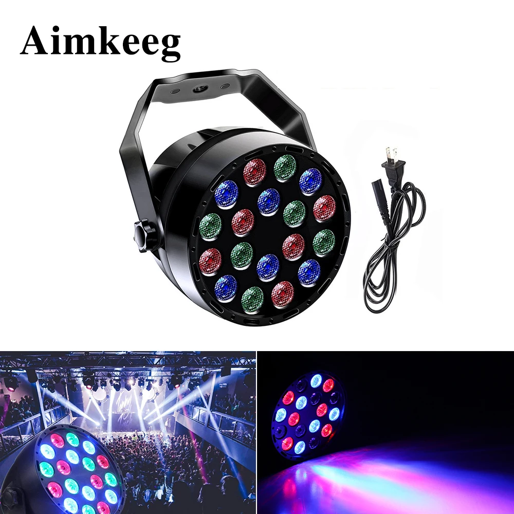 New 18LED RGB Par Light Colorful LED Decoration DMX512 Stage Lights Bar Party Disco 7 Color Light Effect for KTV Family Wedding