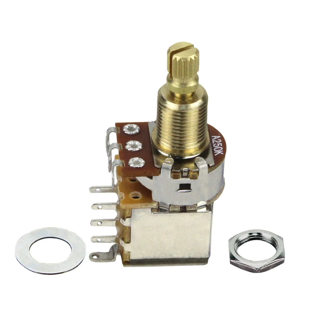 FLEOR 1 Stück Gitarren-Potentiometer Push-Push-Potentiometer A250K / B250K / A500K / B500K Kupfer Langer geteilter Schaft (kein Ziehen mehr möglich) – Detail 3