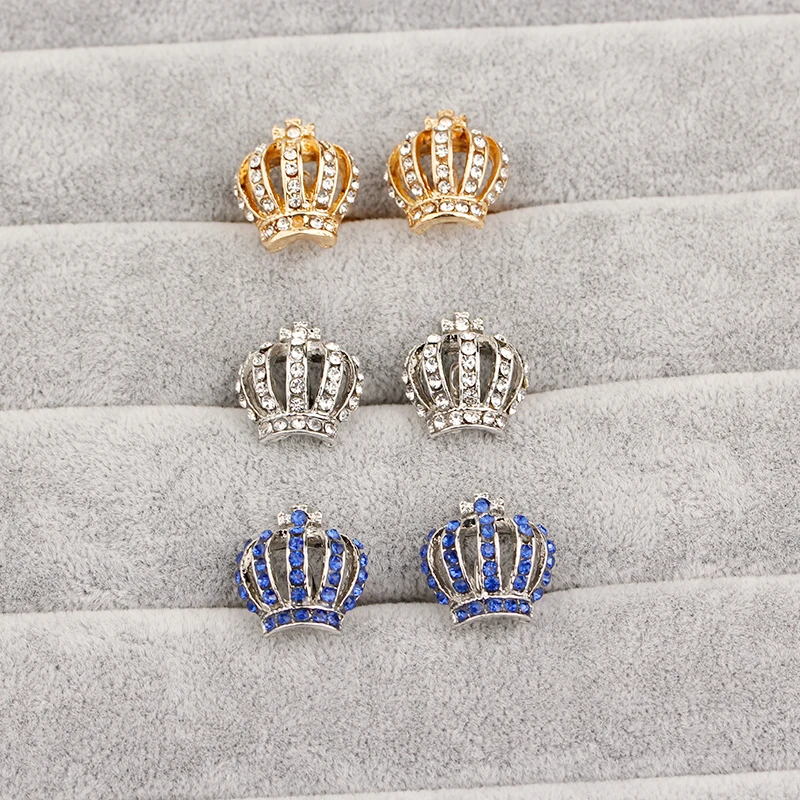 Crown Cufflinks For Men Women Classic Crystal Rhinestone Shirt Cufflinks Wedding Gifts Bling Cuff Links Jewelry Anniversary Gift