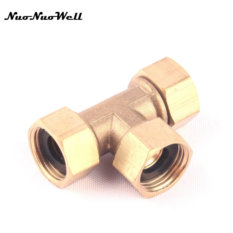 Brass Tee Connector for Garden Irrigation, Female Thread, Metal Joints, Pipe Gar Connector, 3 Way, Union Adapter, 1Pc