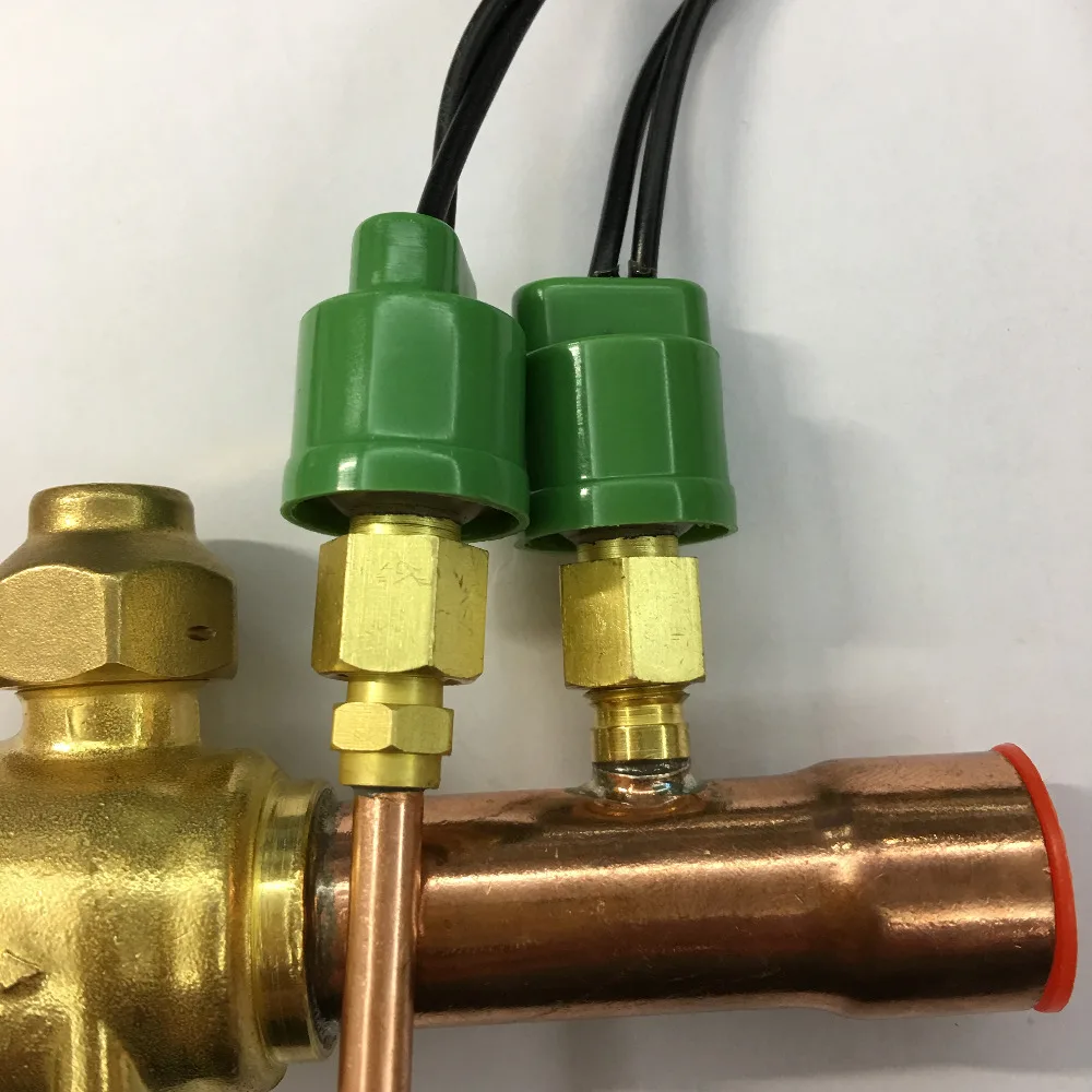 Schrader valve with core is working as service valve to charging refrigerant & oil and connect automatic control components