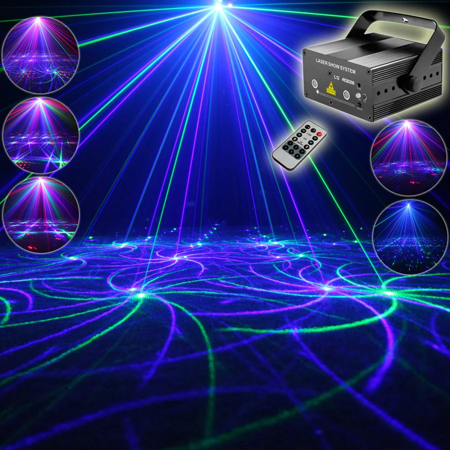 Eshiny MINI RGB 2 Len Laser 24 Patterns Projector Full Color Red Green Blue Club Home Party Bar DJ Disco Xmas Stage Light N75T68