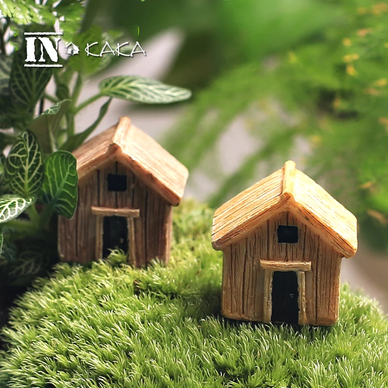 Microfiguras de jardín de hadas, miniaturas de Casa de tablero de madera Vintage, terrario, Decoración de casa de muñecas, suculentas, accesorios de