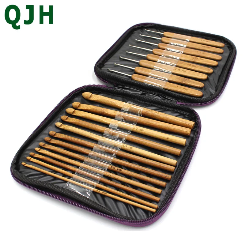 20pcs Bamboo hand sewing needle Crochet Hook Knitting Needles Knit With Bag Weave Yarn Crafts Sweater Scarf Hat Tool With