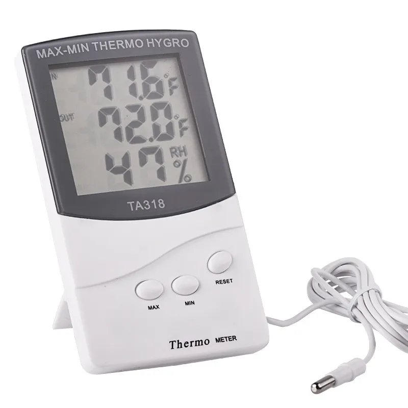 LCD Max-Min termometr higrometr cyfrowy kryty termo higro wilgotność na zewnątrz miernik temperatury sonda czujnik kabel stacja pogodowa