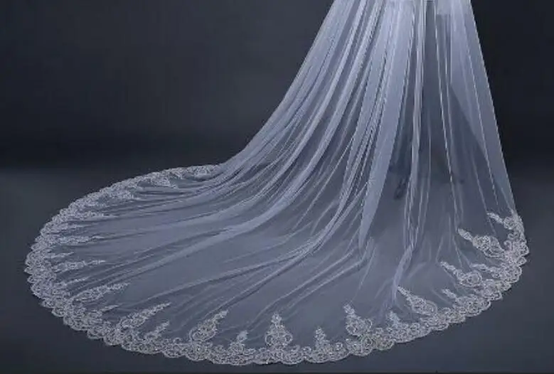 Voile de mariage blanc ivoire de 3 mètres, Long avec bord en dentelle, avec peigne, accessoires de mariage