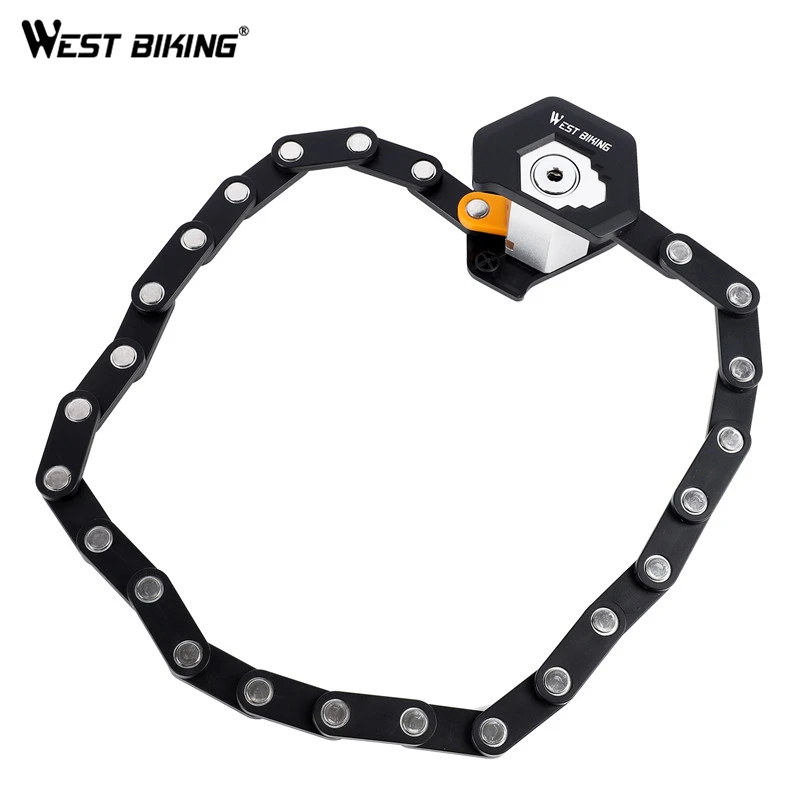 WEST BIKING Foldable Bike Lock 3 Keys Anti-theft Heavy Duty Chain Cable Padlock Motorcycle Safety Alloy Locks For Bicycle