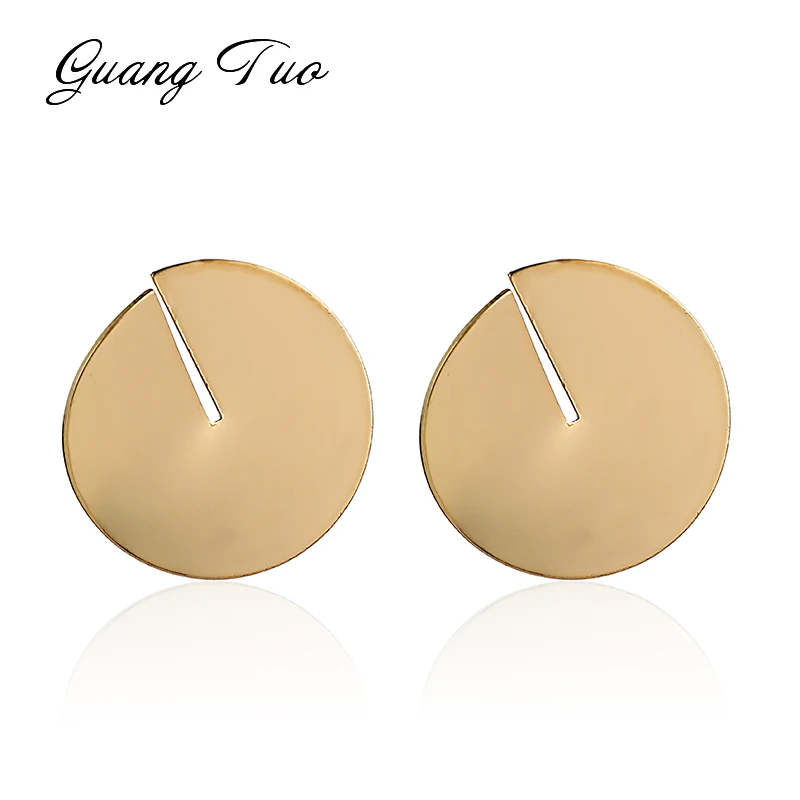 New European Round Stud Earrings for Women Personality Gold Color Metal Earrings Party Gift Punk Ear Accessories Wholesale