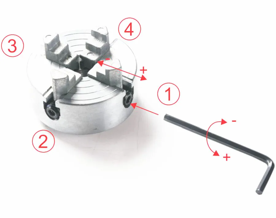 Quattro mandrino a 4 ganasce Z011A per Mini tornio in metallo M12x1mm filettato indietro 1.8 ~ 56mm/12 ~ 65mm Mini tornio accessorio