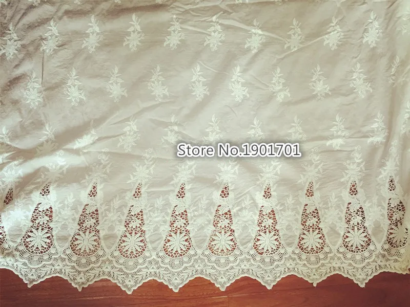 width 125cm Delicate off white lace fabric skirt cotton cloth embroidery fabric DIY fabric dress clothing accessories