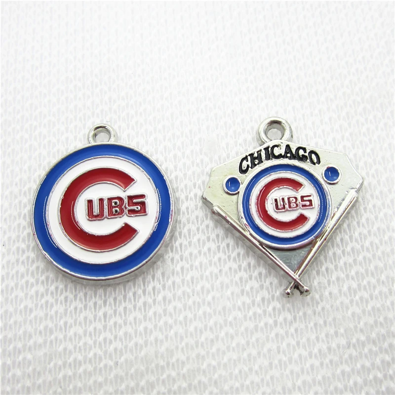 Hot Selling 20pcs American Baseball Sport Cubs Dangle Charms DIY Bracelet Necklace Jewelry Hanging Charms