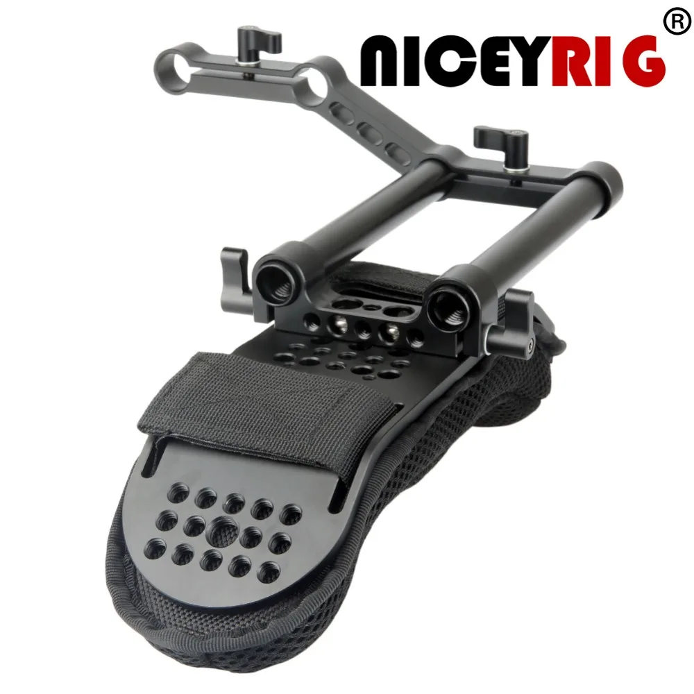 NICEYRIG DSLR Camera dslr Camcorder Shoulder Rig Steadycam Video Camera Shoulder Pad with Rail Riser 15mm Rods Accessories