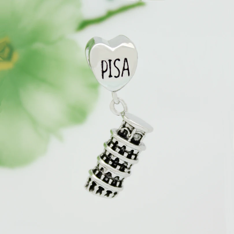 Fashion Jewelry DIY Charm, European and American Style Italian Pisa leaning Tower Pendant Beads Fit Pandora Bracelet Necklace