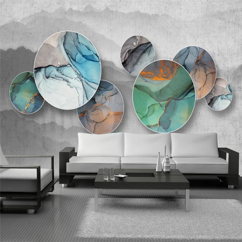 

Decorative wallpaper 3D simple abstract circular plate background wall painting