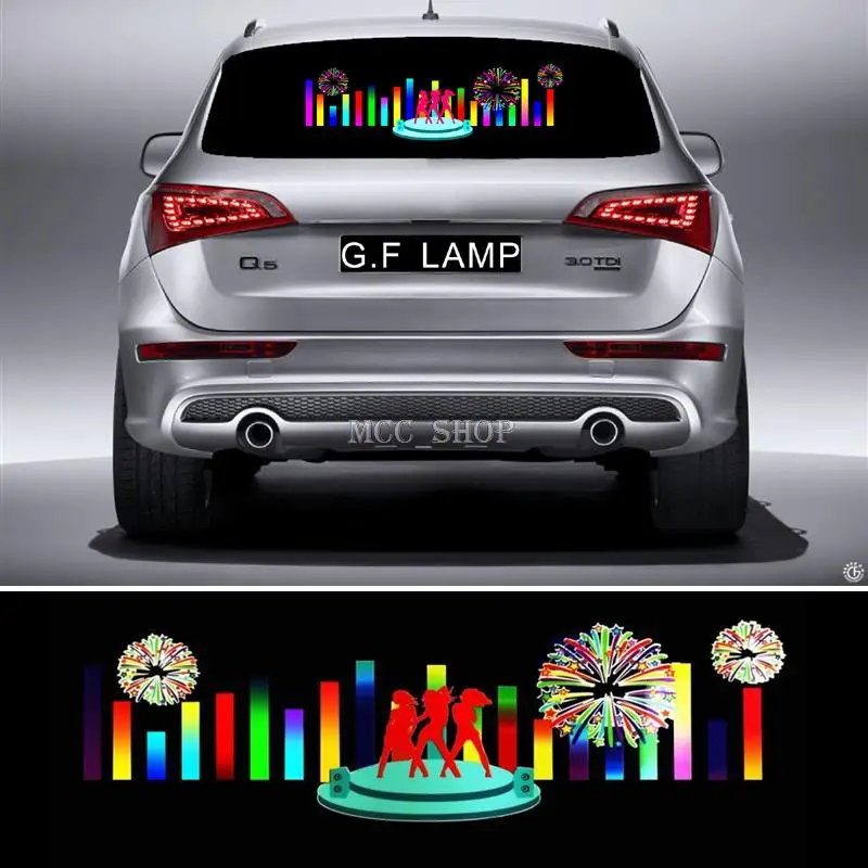 

90*25CM Car Sticker Music Rhythm Stage LED Flash Light Lamp Voice activated Equalizer