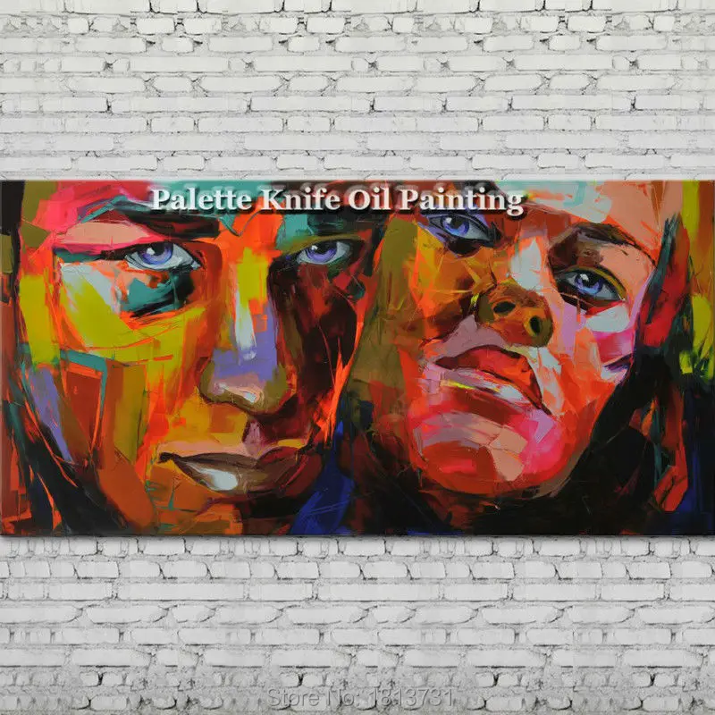 

Palette knife painting portrait Palette knife Face Oil painting Impasto figure on canvas Hand painted Francoise Nielly 12-29