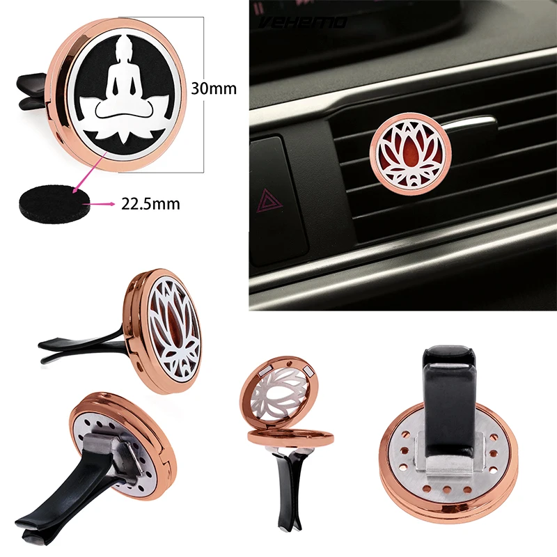 Golden Tree Of Life Car Diffuser Stainless Steel Car Air Freshener Aromatherapy Essential Oil Lockets Ventilation Clip Pendant