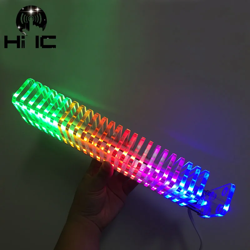 Crystal Column LED Light RGB Sound Control Music Rhythm Ambient Pickup Lamp Audio Spectrum Display Level Indicator VU Meter