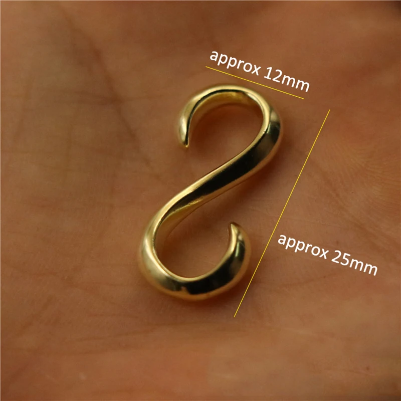 1 Stück massiver Messingguss, S-förmiger Haken, Lederhandwerk, Gürtel, Armband, Hardware, Geldbörse, Schlüsselanhänger, Clip, hochwertiges Zubehör – Detail 2