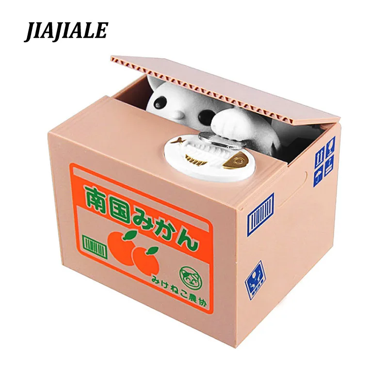 

Free shipping Mischief Bank Piggy Bank Cat Automatic Electric Stole Coin Piggy Bank Money Saving Box Gifts For Kids children