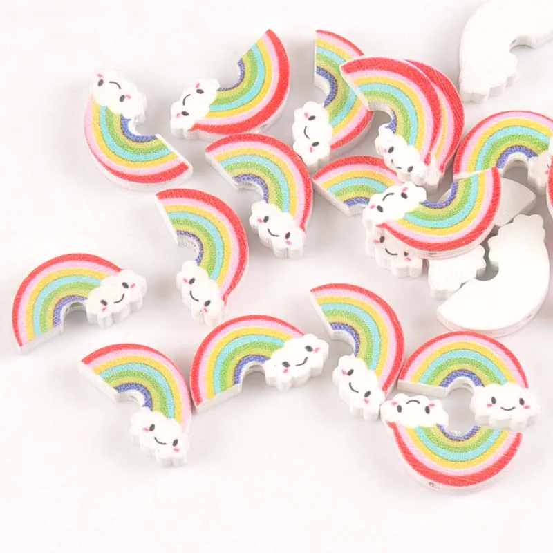 20pcs Mixed colour Licorne Pattern Wooden Spacer Beads For Jewelry making  22x12mm MT2009X