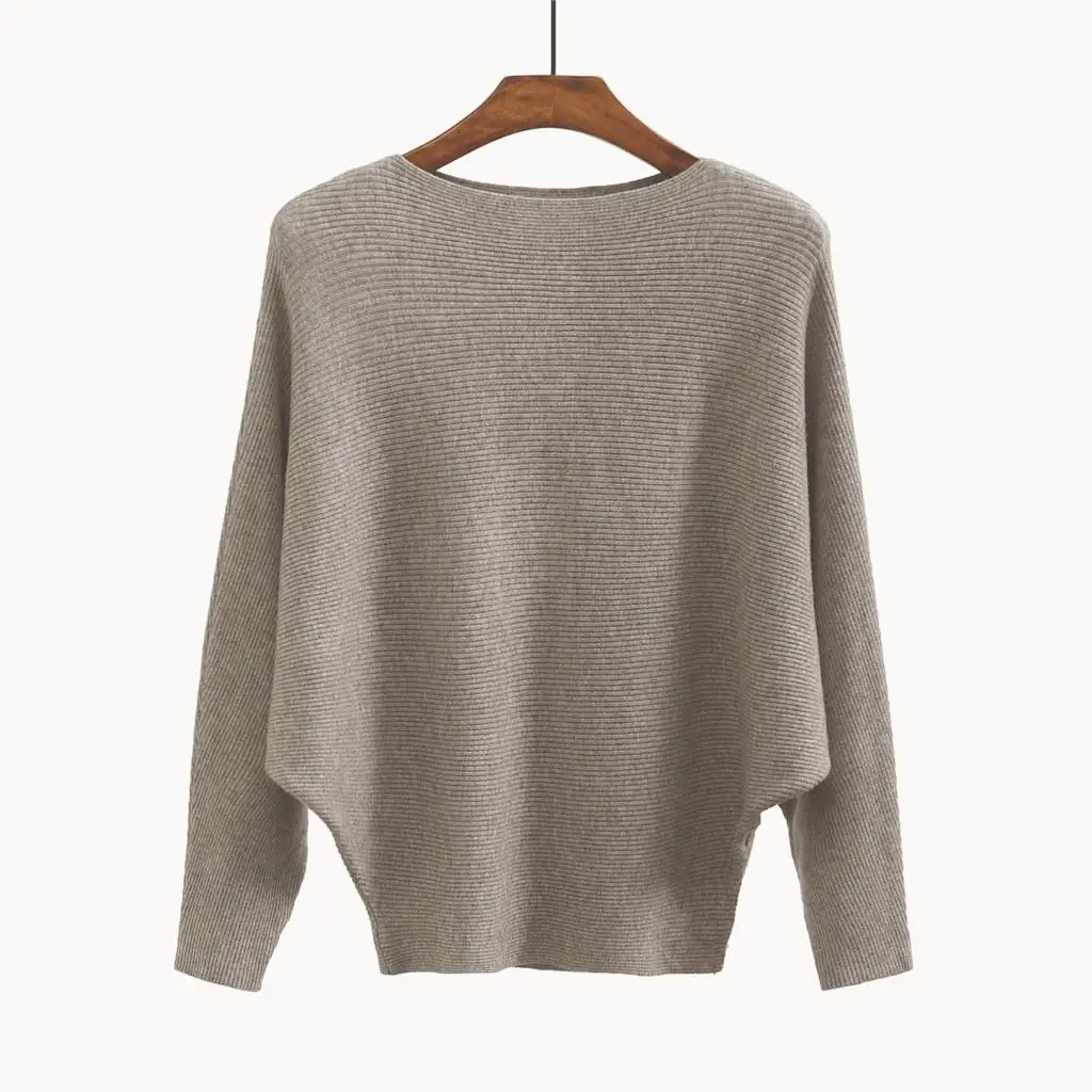 Women's Sweaters and Pullovers Coat Batwing Sleeves Loose Cashmere Sweatershirt Slash neck Female Wool Knitted Brand Jumpers