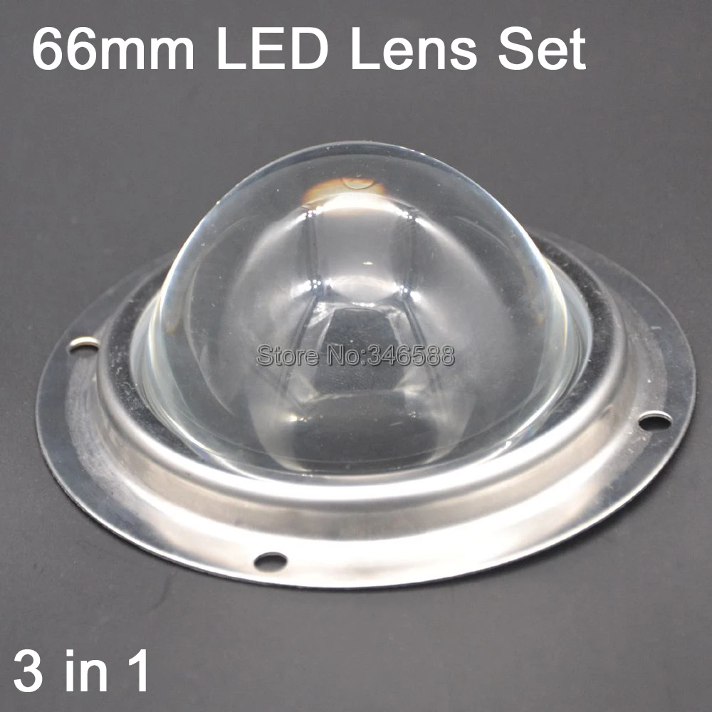 66mm 4-90 Deg Optical Glass Projector Concave Lens with Bracket & Silicone Ring for 20W 30W 50W 100W High Power LED Chip Light