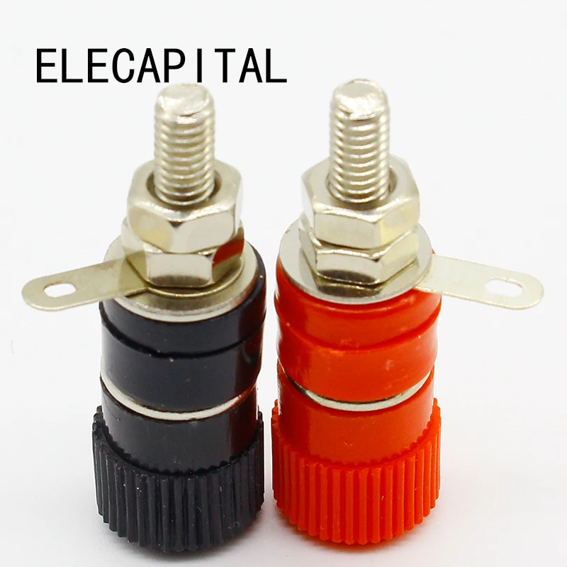 High Quality 1 pair (RED + BLACK) Amplifier Terminal Binding Post Banana Plug Jack Panel mount connector