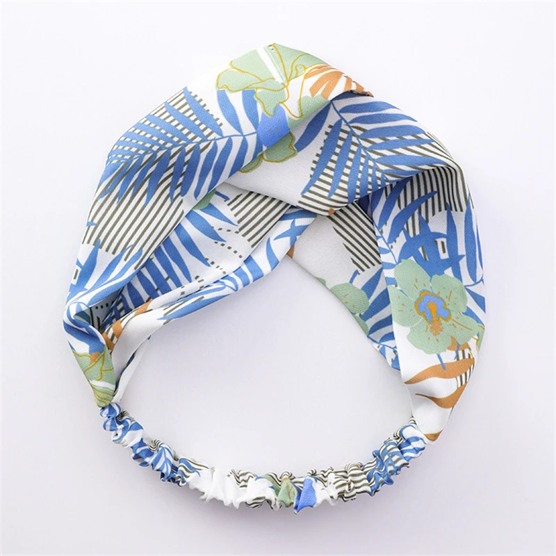 New Summer Flower Print Hairband Beach Holiday Wind Wide Side Casual Cross Hair Band For Women Hair Accessories Headband