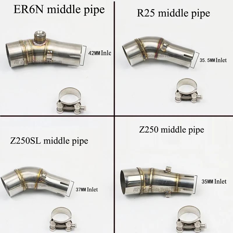 Stainless Steel Motorcycle Exhaust Middle Pipe Connect Adapter For Kawasaki ER6N R3 R25 Z250 Z250SL ER6N R25 Z250 Z250SL