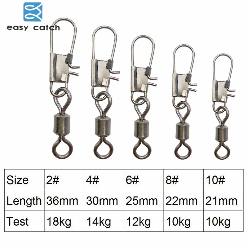 Easy Catch 35pcs Rolling Fishing Swivel With Interlock Snap Black Nickle Brass Hard Fishing Lure Connector Fishing Accessories