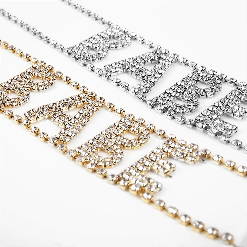 Newest fashion jewelry Necklaces Crystal English alphabet BABE chain Pendant  Long Necklace For Woman Party Fashion Jewelry