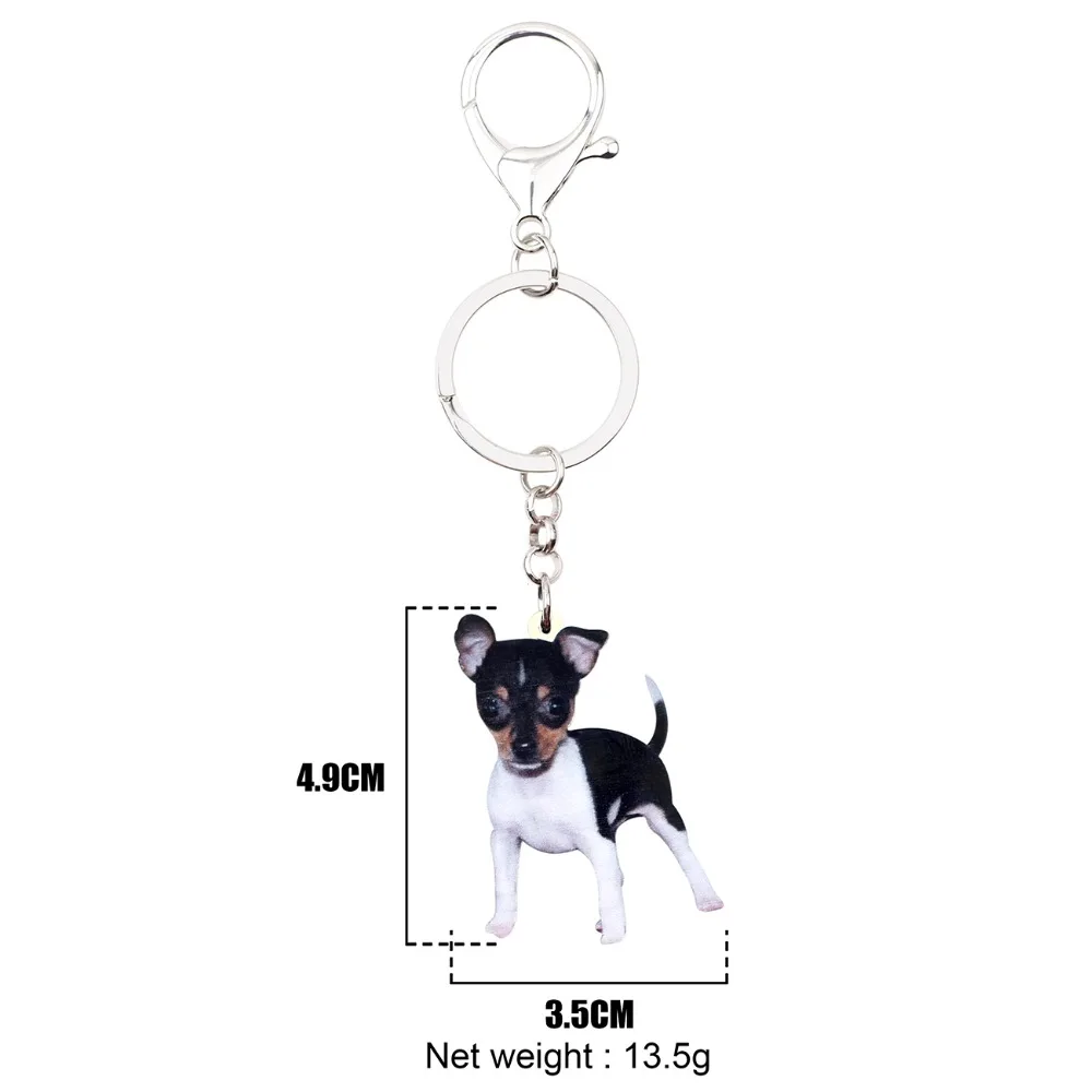 Bonsny Acrylic Cute Fox Toy Terrier Dog Key Chains Keychain Rings Fashion Animal Pet Jewelry For Women Girl Ladies Accessories