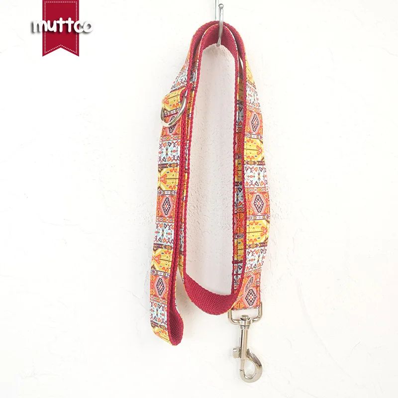 MUTTCO retailing soft wear comfortable dog leash THE RED BOHEMIAN national style dog collars and leashes 5 sizes UDL055