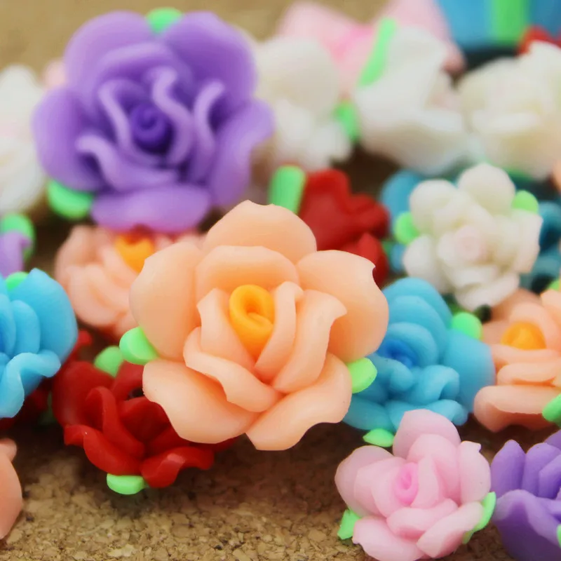 150pcs Matte mixed polymer Flower Rose Bouquet 12mm DIY,scrapbook,hair bow,flower centers Polymer Clay Flower