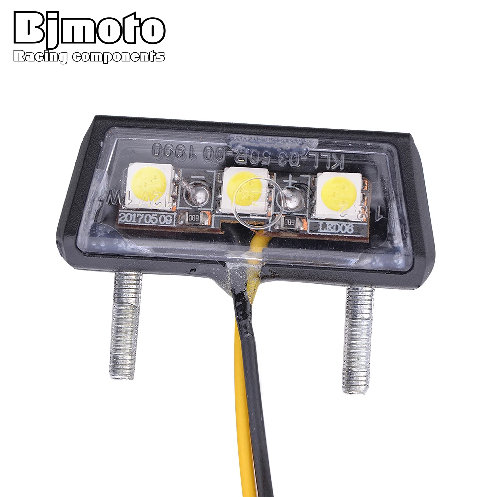 BJMOTO Universal Motorcycle White LED License Plate Light 12V 1W Rear Tail Number Light for BMW Honda Kawasaki Yamaha Suzuki