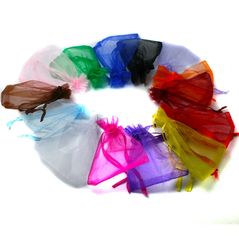 Bolsa de Organza en forma de H para joyería, bolsas de regalo, recuerdos de boda y regalos, decoraciones baratas, 9x12cm, 100 Uds.