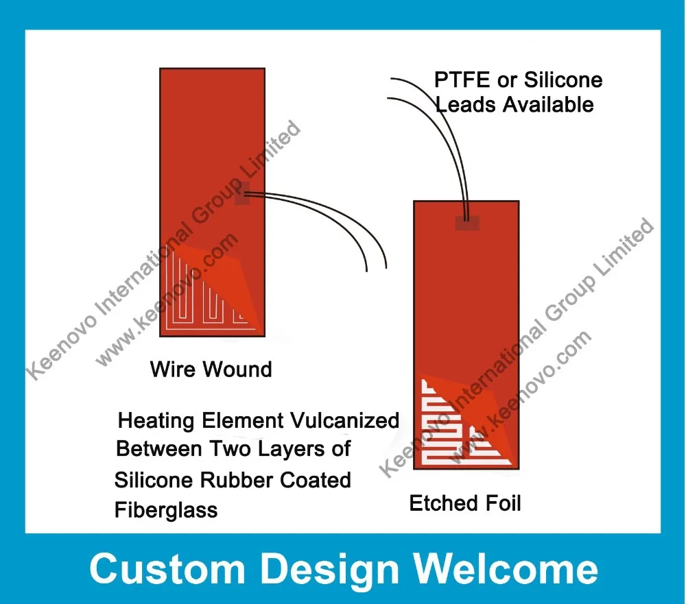 Keenovo Custom Designed & Manufactured Flexible Silicone Heater, 12V,24V,48V,110V,120V,220V,230V,240V,380V Free Shipping