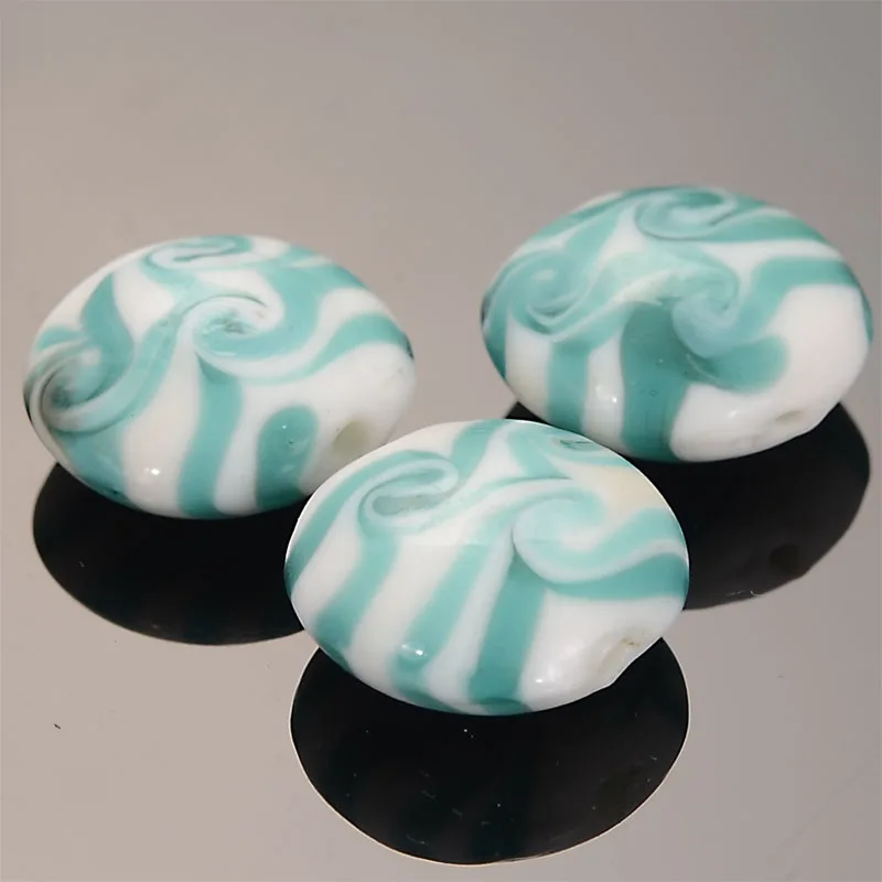 5x 20x10mm spiralism Glass Chamilia Beads Flat Round Disc Glass Lampwork Spacer Beads For Diy Jewelry Making Accessories
