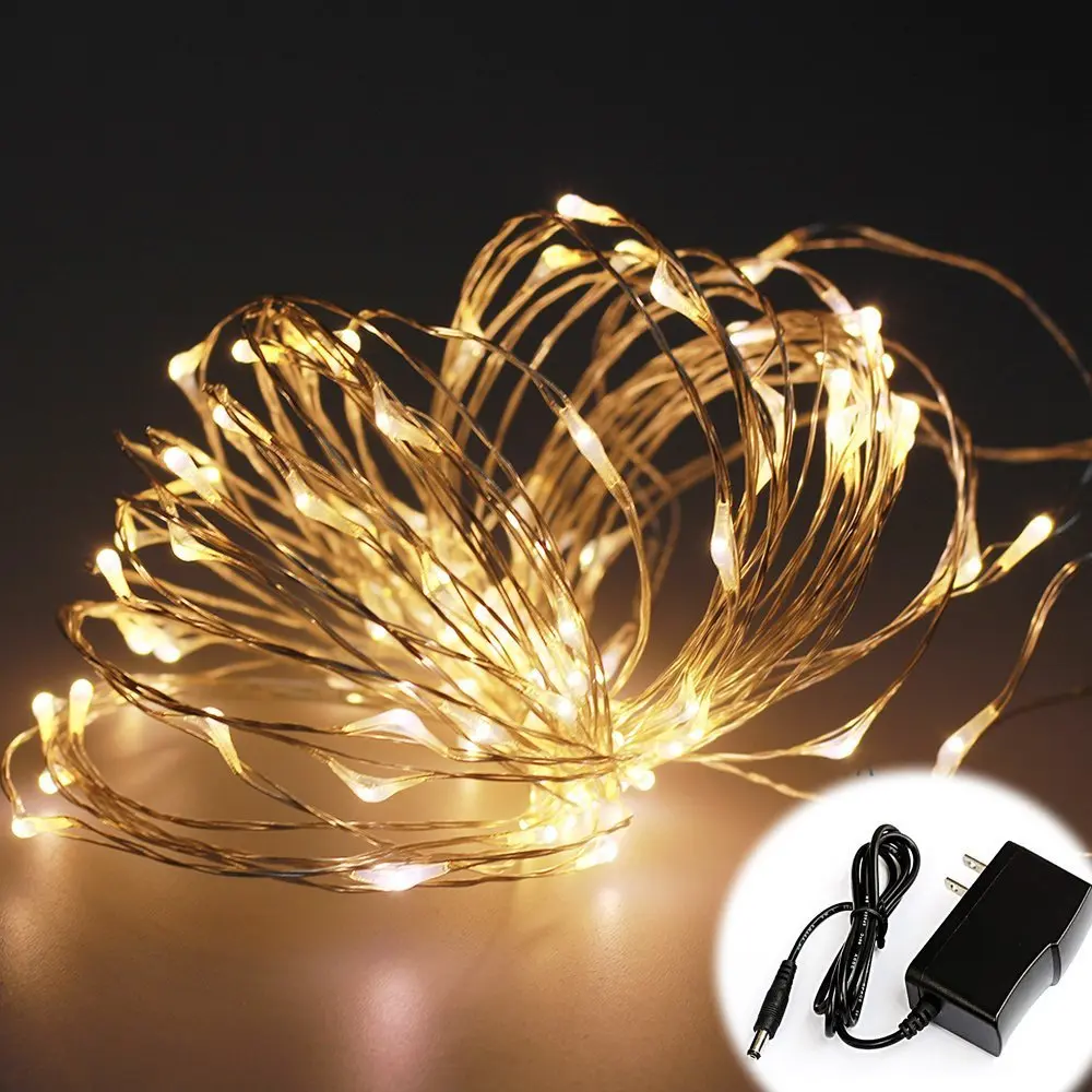 20 متر/30 متر Led سلسلة مقاوم للماء مرنة الفضة الأسلاك النحاسية لعيد الميلاد الطرف الديكور الباحة حديقة في الهواء الطلق مع محول DC12V #3