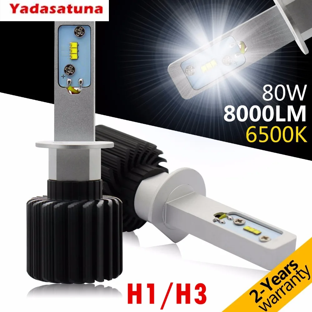 One Set!H1 H3 LED Headlight Bulbs,Rigidhorse Conversion Kit With Perfect Beam Pattern,80W 8000LM 6500K Cool White CREE Chips LED