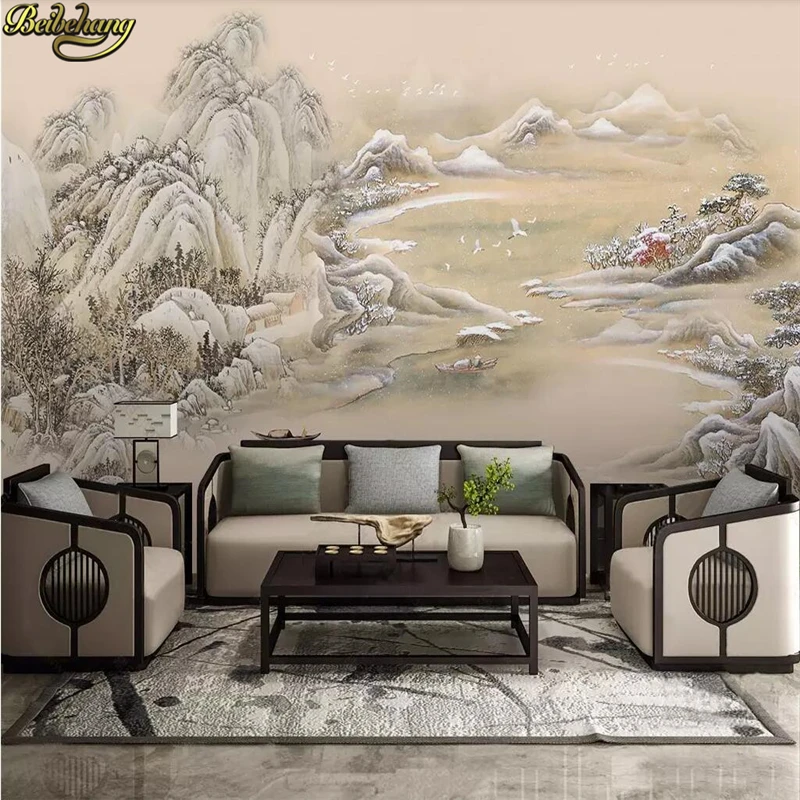 Custom Photo Mural Ink Mountain Landscape Wallpaper Living Room Sofa TV Bedroom Backdrop Wall paper Papel De Parede 3D Stickers