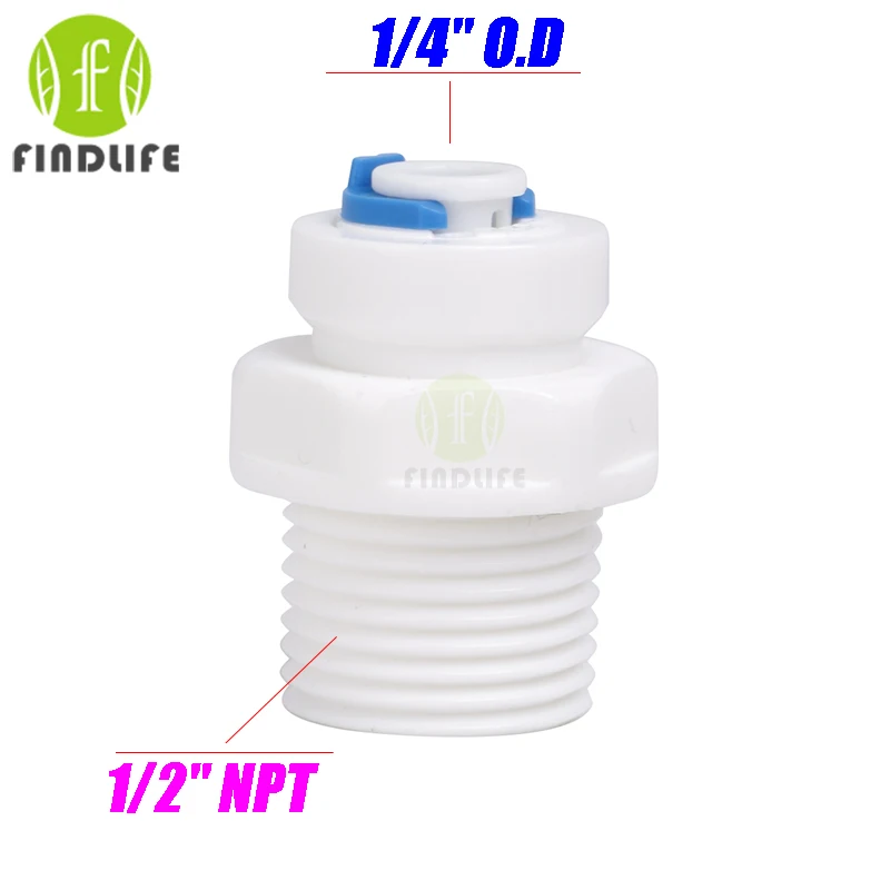 

Water Filter Parts 5pcs 1/4" OD Tube Hose Qucik Connection 1/2" NPT BSP Male Straight fit ro water purifier system 1048