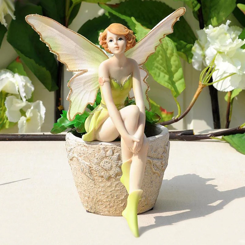 

Flower Fairy Angel Figurines Home Ornament Fairy Garden Miniatures Resin Beautiful Girl Figurines Wedding Gifts