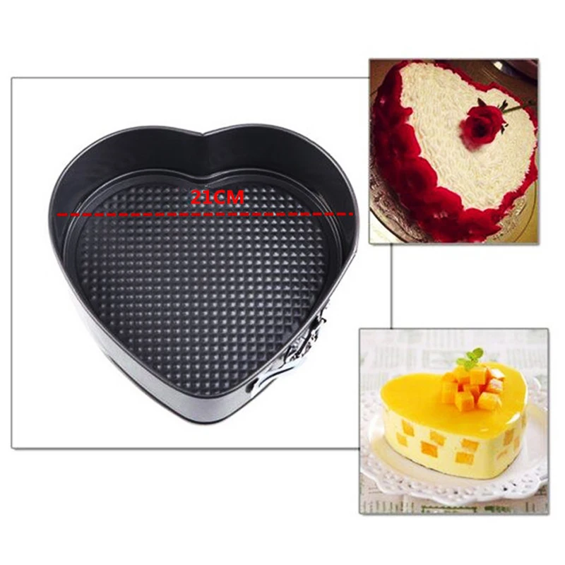 Wind flower DlY Heart Round Square Shape Stainless Steel Cake Mold Baking Tools Bakeware Non-stick Slipknot Removable Base Tray