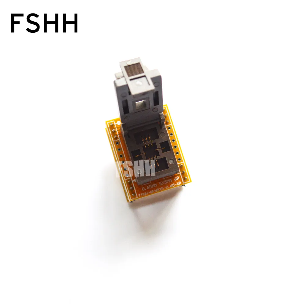 

FSHH QFN6 to DIP8 programmer adapter WSON6 DFN6 MLF6 IC Test Socket Pitch=0.65mm Size=5x5mm